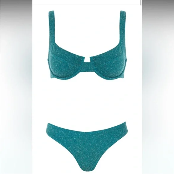 NWT Vetchy Laguna Emerald Green Gold Teal Blue Underwire Bikini top Sz 2XL - Picture 3 of 9